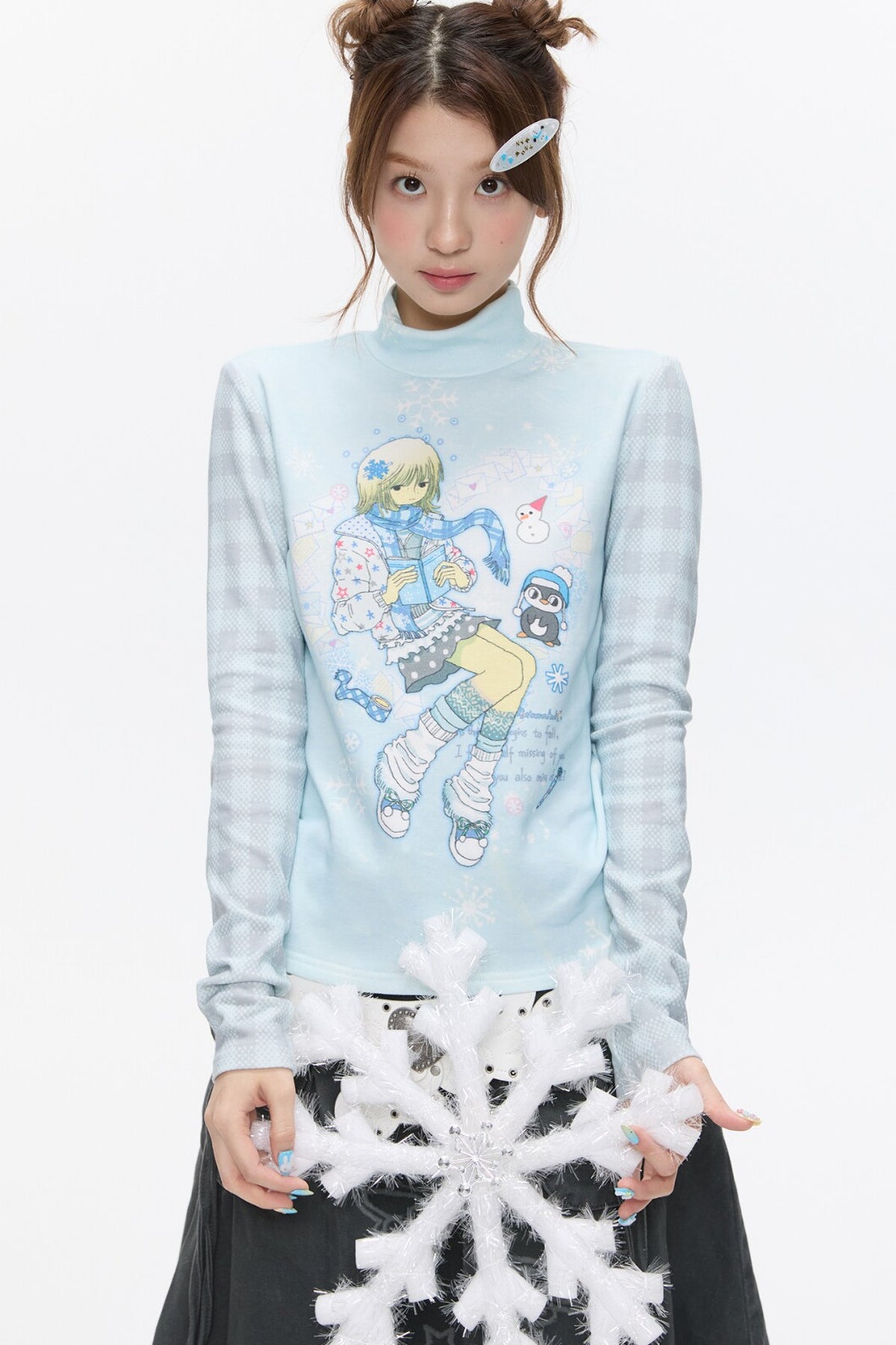 Octopus Grass Half-Turtleneck Top