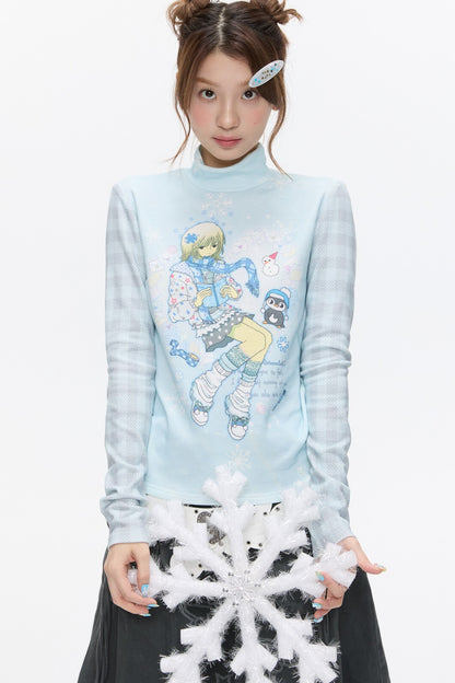 Octopus Grass Half-Turtleneck Top