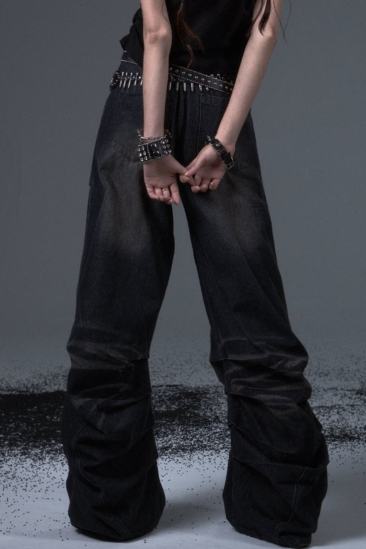 Wide Leg Washed Scimitar Jeans