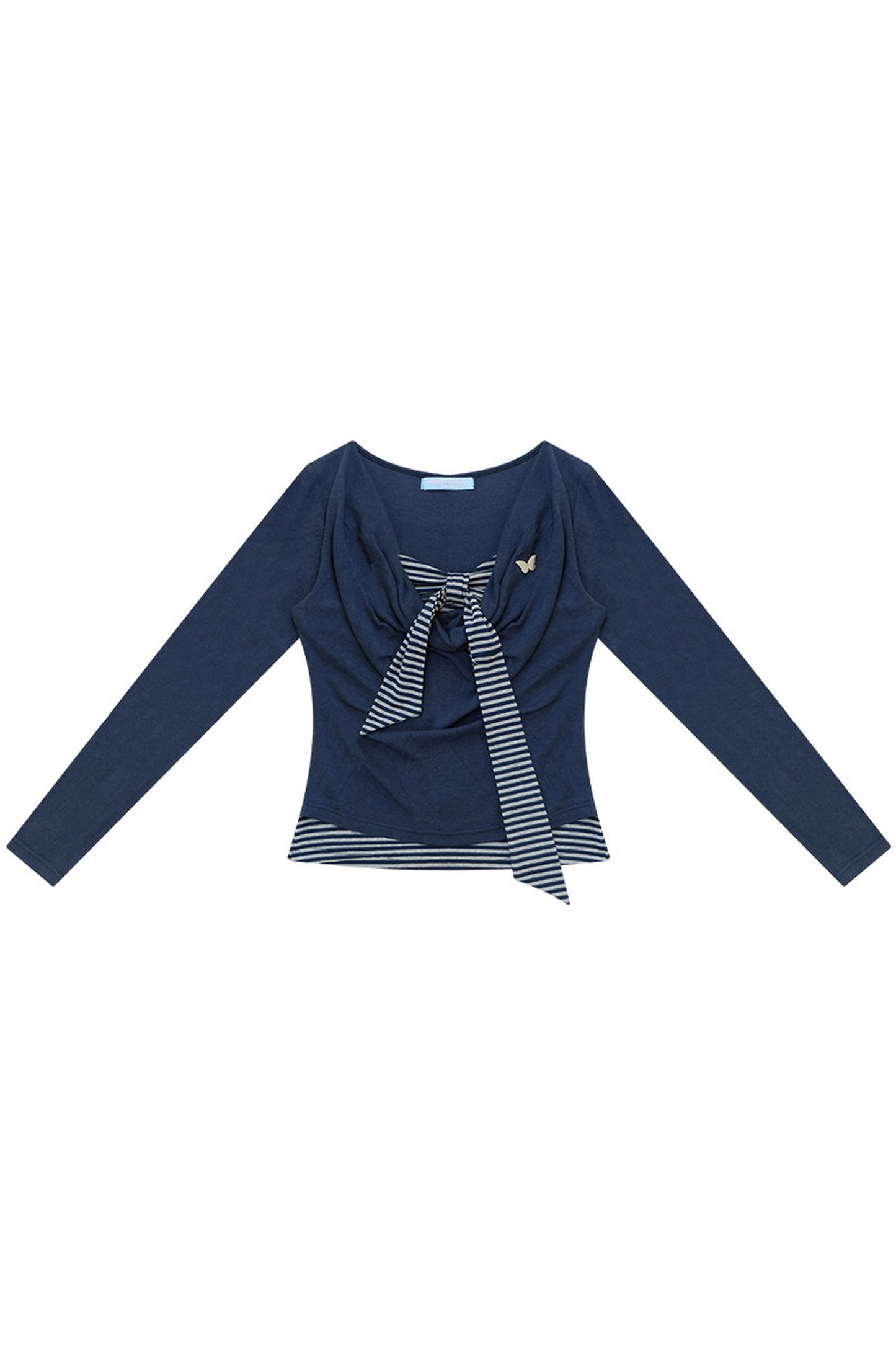 Haut en tricot rayé gris bleu
