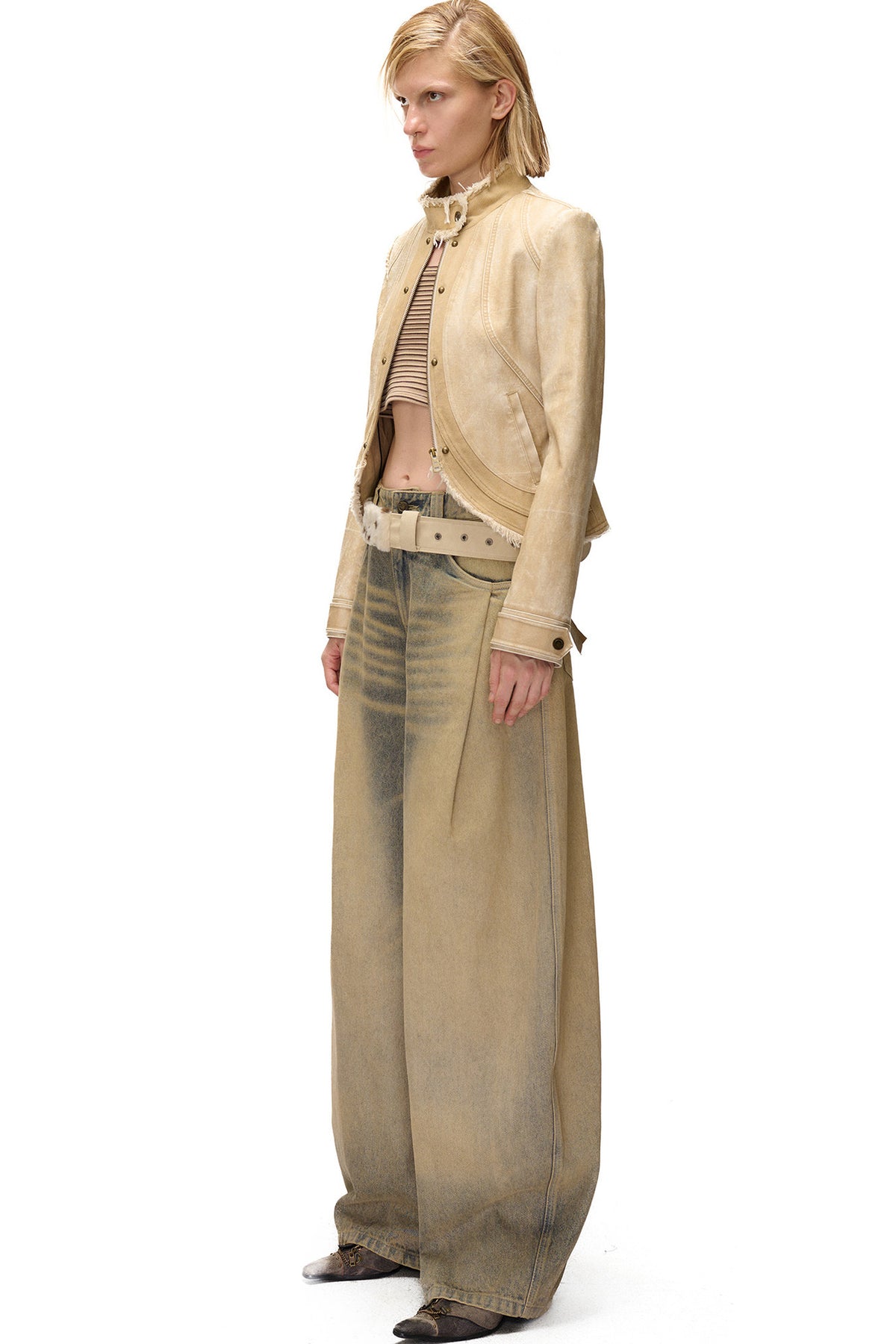 Wide-Leg Washed Vintage Scimitar Jeans