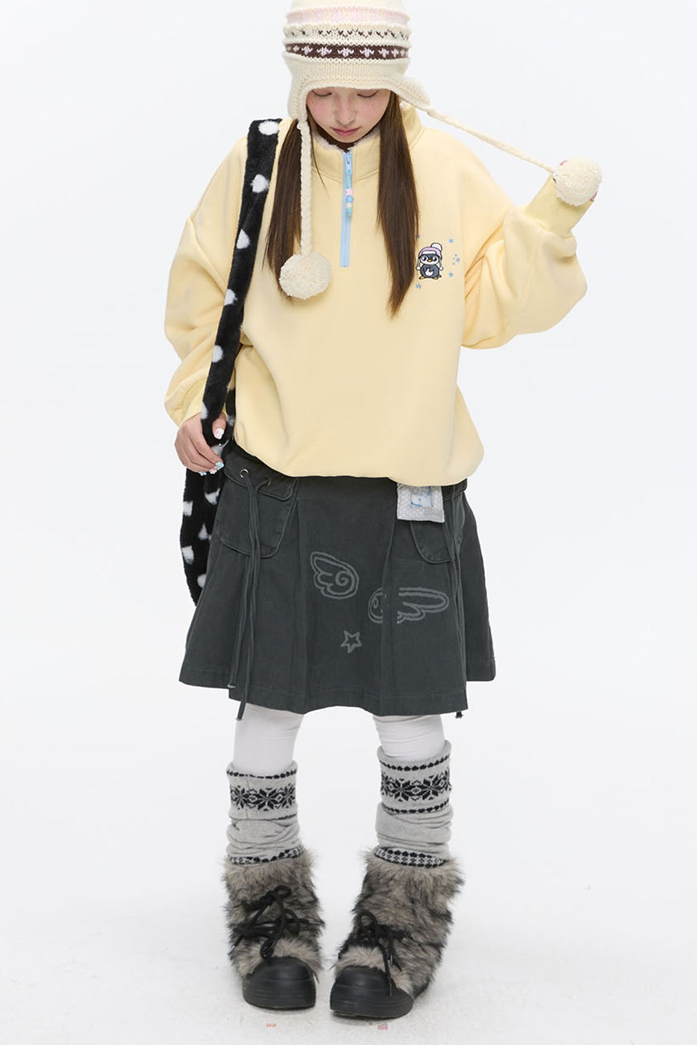 Penguin Embroidered Pullover Sweatshirt