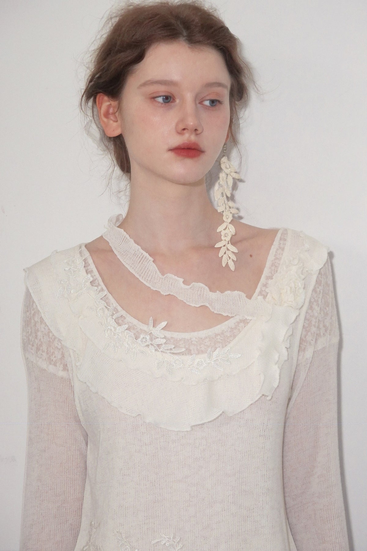 White Lace Knit Top