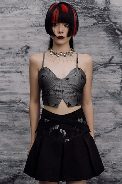 New Chinese-Style Punk Jacquard Pleated Skirt
