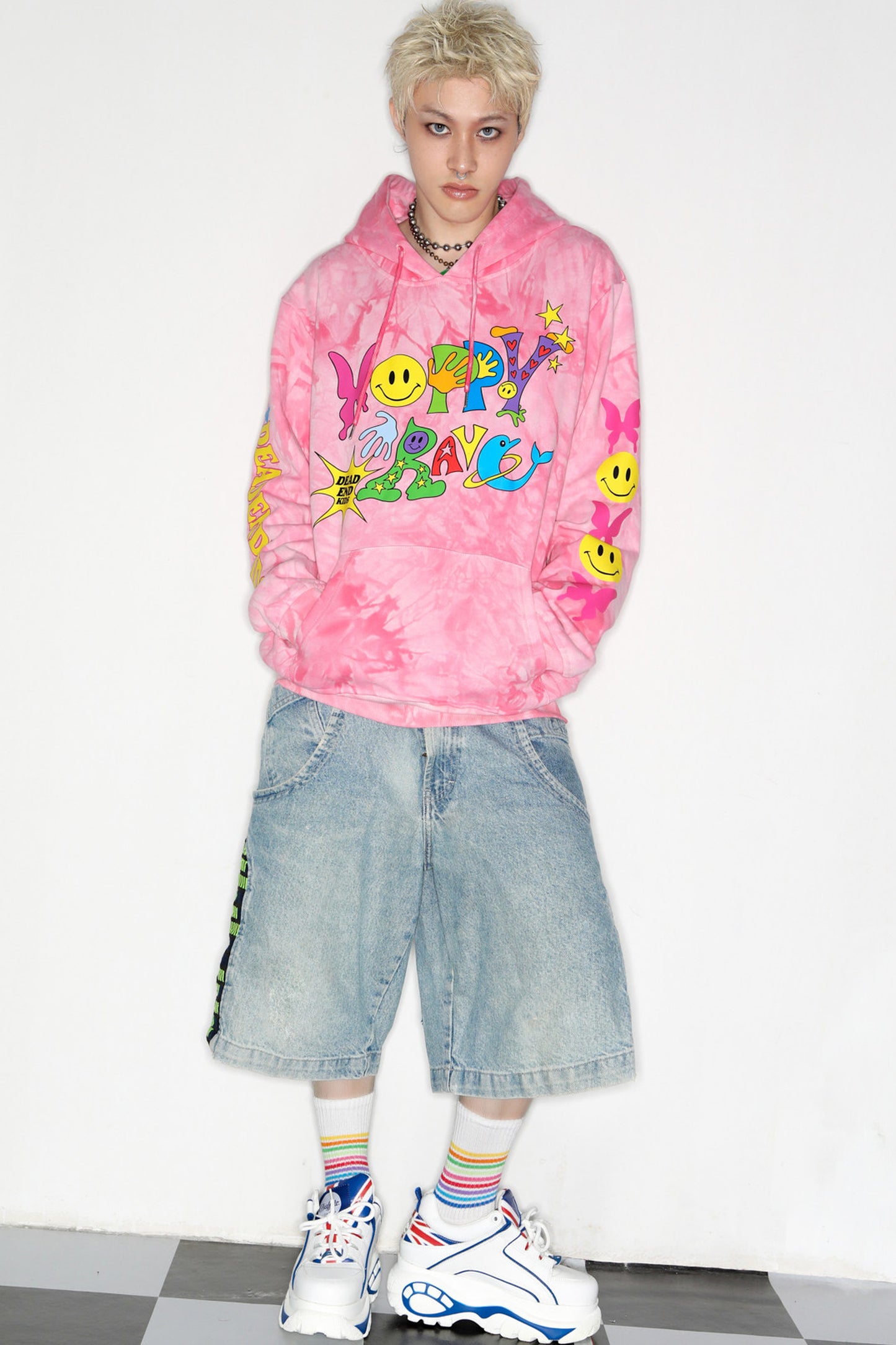 Pink Tie-Dye Smiley Face Hooded Sweatshirt