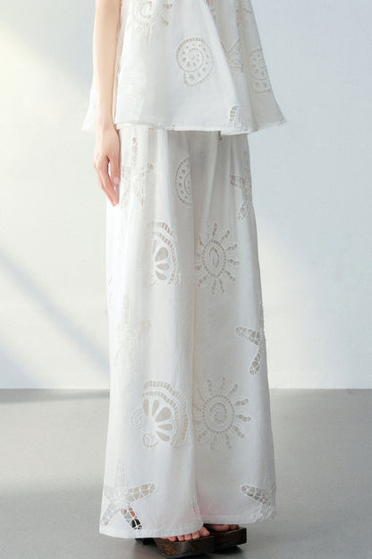 Ocean Hollow Beaded Camisole and Pants Set-Up
