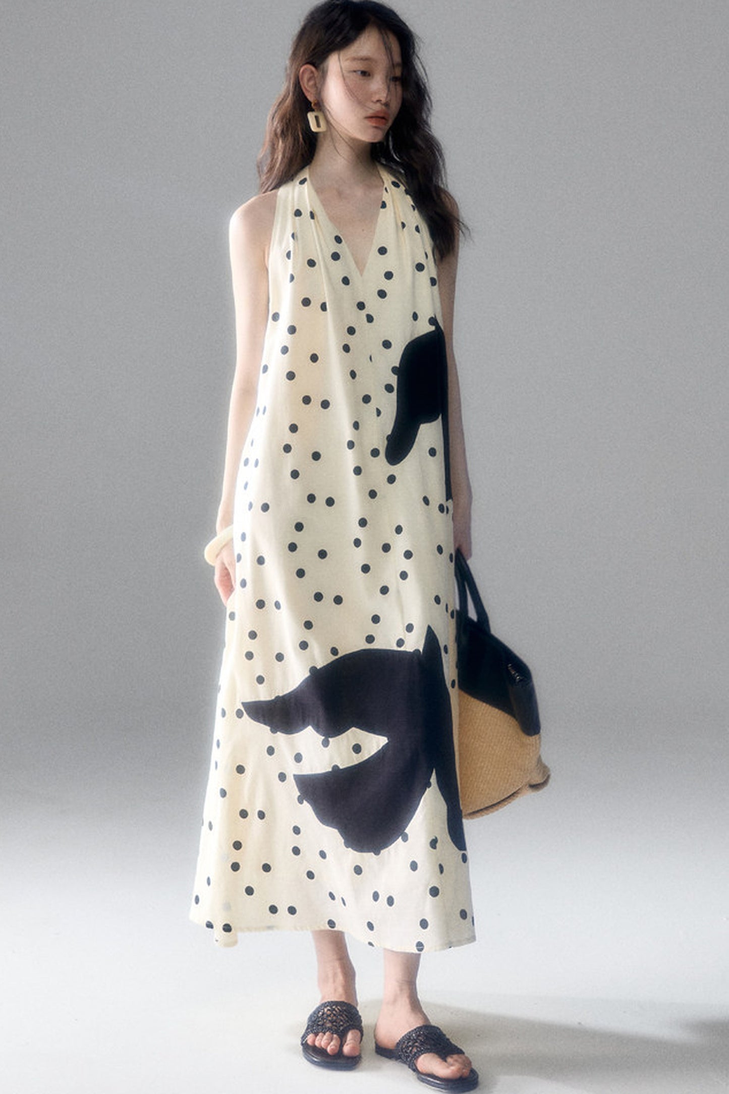 Polka Dot Bird Halter Dress