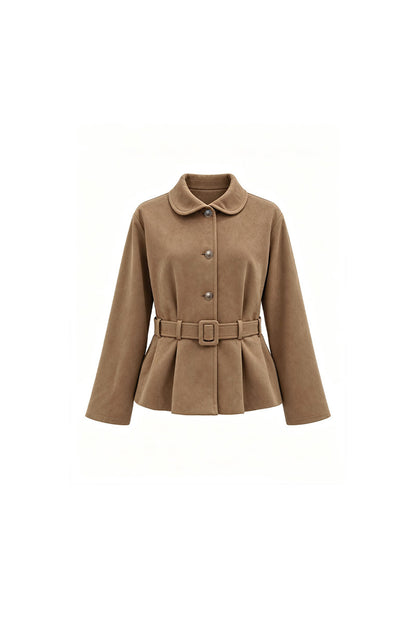 Waist-Cinching Suede Lace Cuffs Jacket
