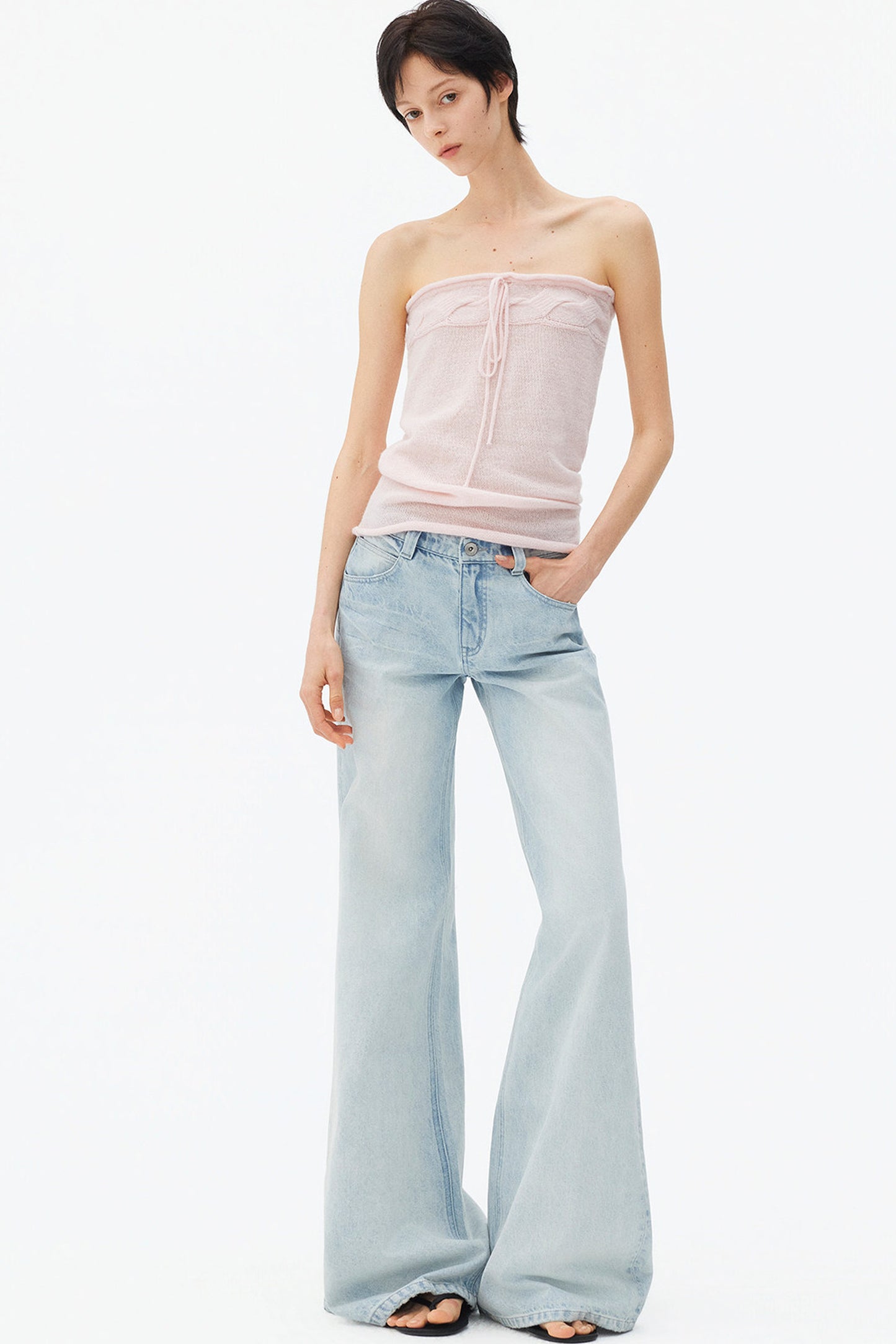 Light Blue Wide-Leg Denim Pants