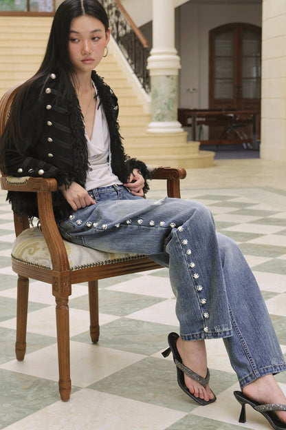 Wool Feather Buttoned Coat