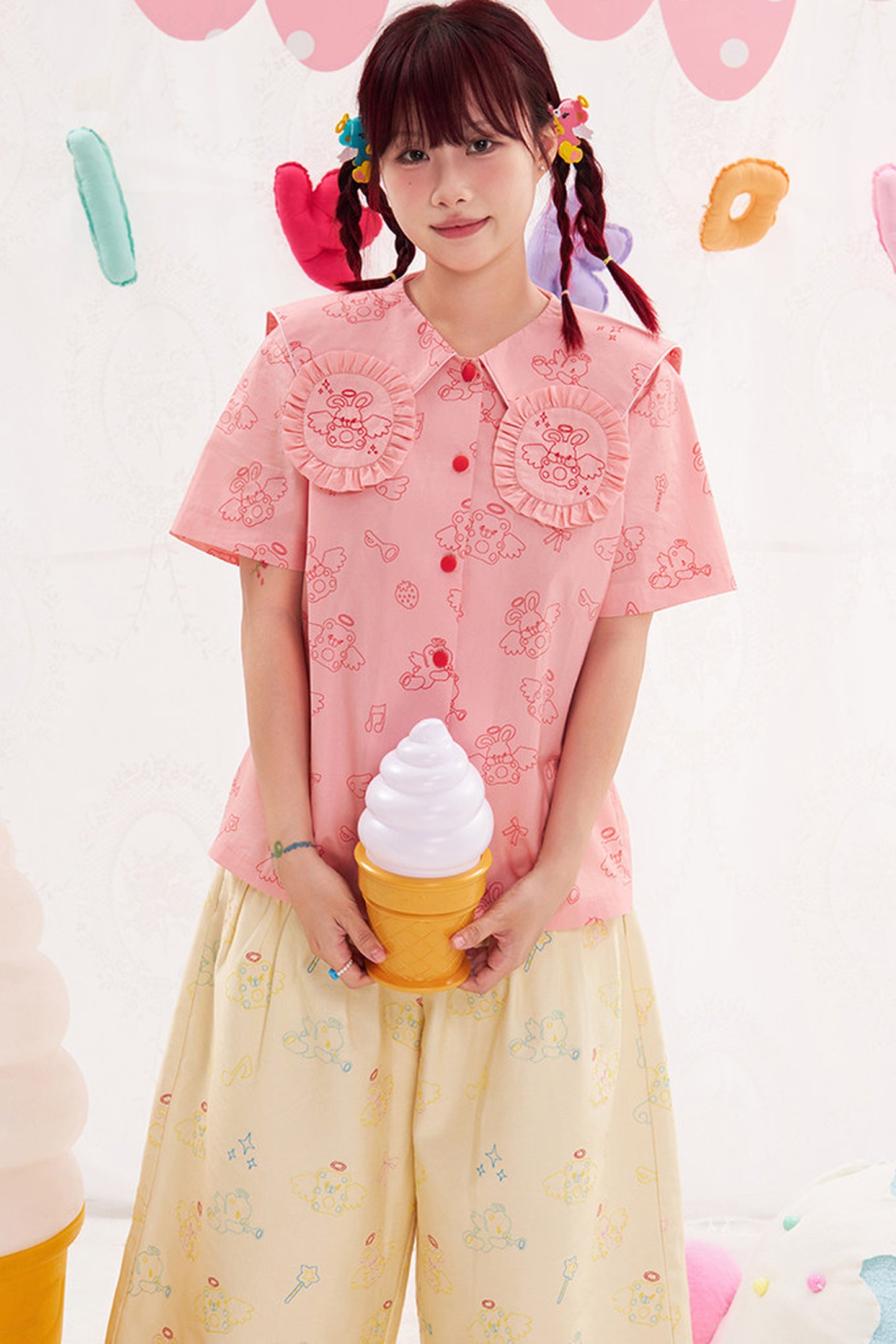 Bunny Collar Loose Blouse