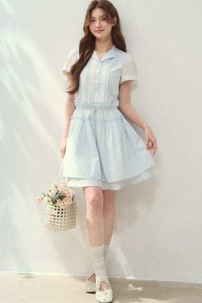 Sea Salt Blue Lyocell Layered Shirt Dress