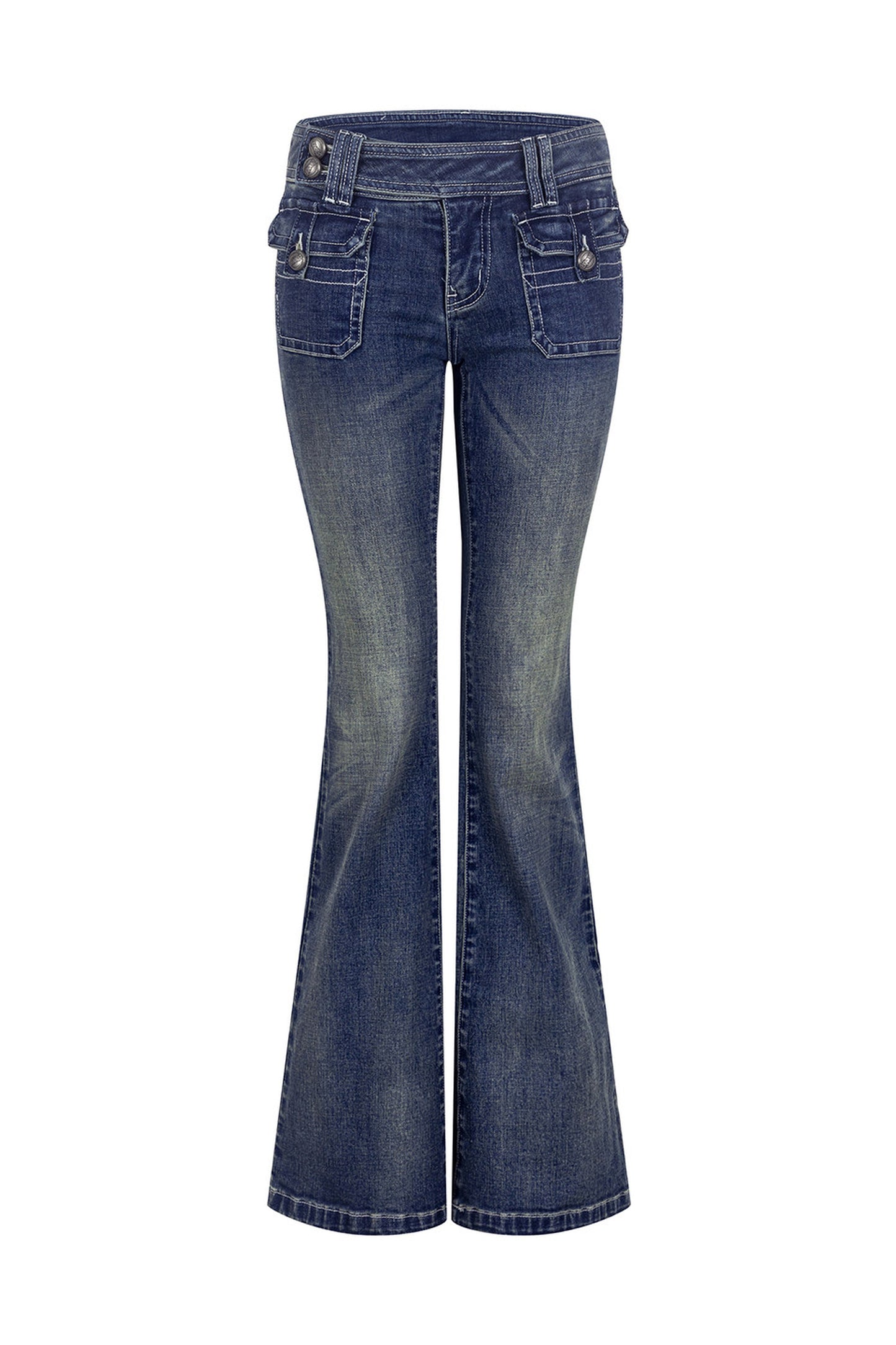 Vintage Washed Micro Flare Jeans
