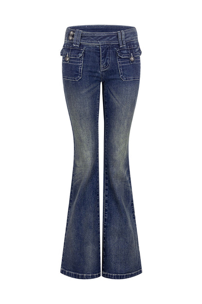Vintage Washed Micro Flare Jeans