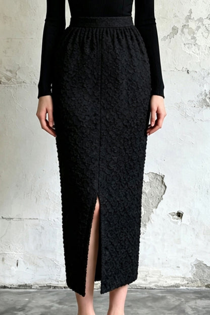 Half-High Collar Midi Dress