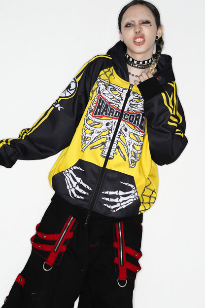Skeleton Ribcage Hooded Zipper Jacket