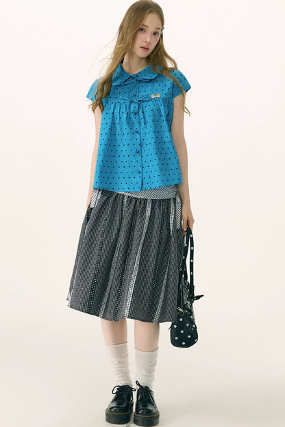 Black and White Plaid Patchwork Skirt