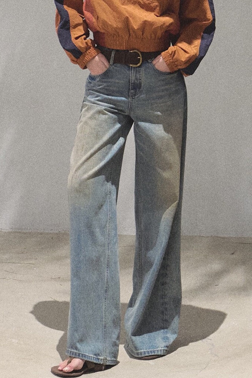 Vintage Hand-Painted Wide Leg Jeans Set