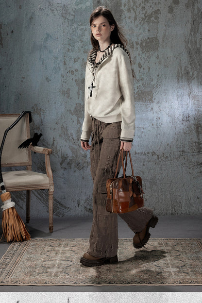 Felpa con cappuccio leggera tie-dye con mezza zip