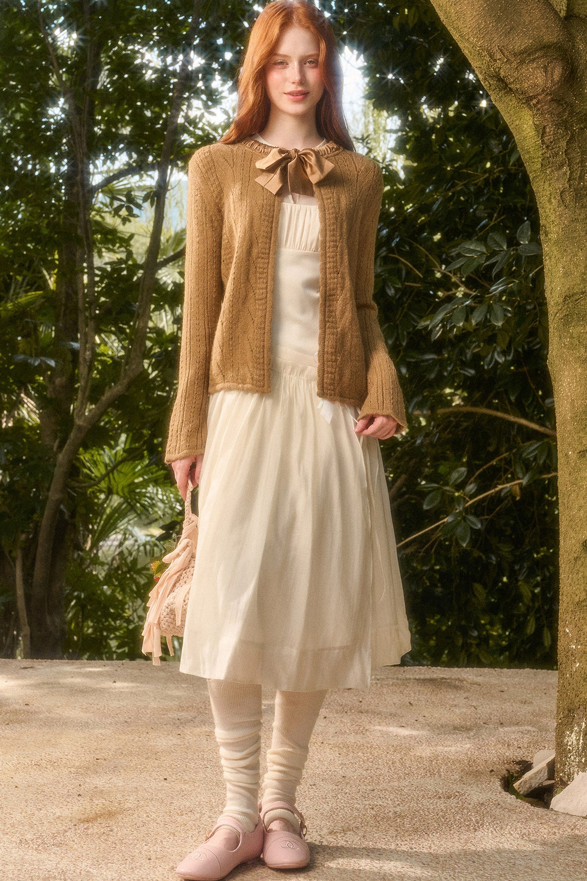 Soft Wool Ribbon Knit Cardigan