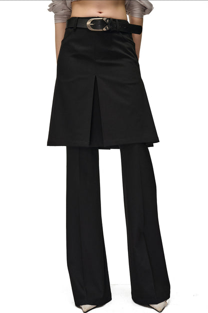 Wide-Leg Suit Slit Skirt Pants