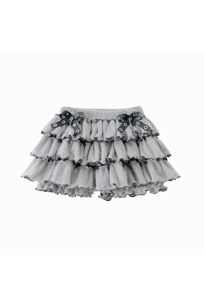 Plush Knit Bow Cake Skirt