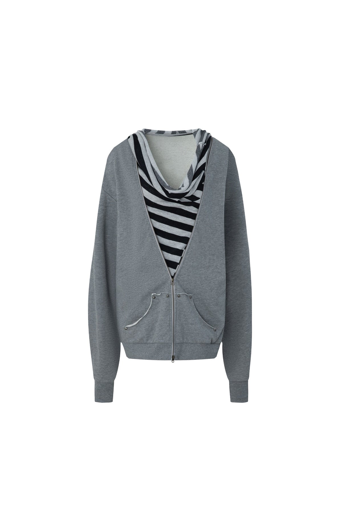 Oversized Striped Drop Shoulder Patchwork Sweatshirt