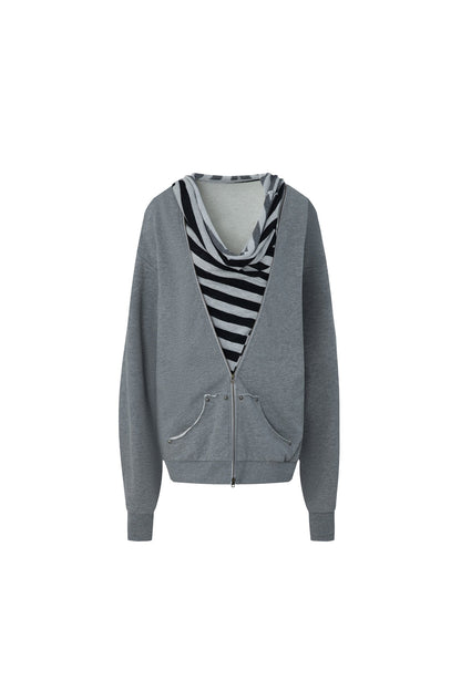 Oversized Striped Drop Shoulder Patchwork Sweatshirt