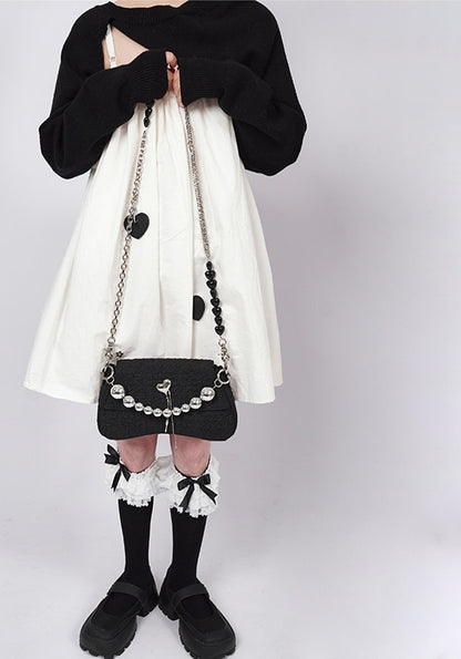 Pearl Pleated Crossbody Bag