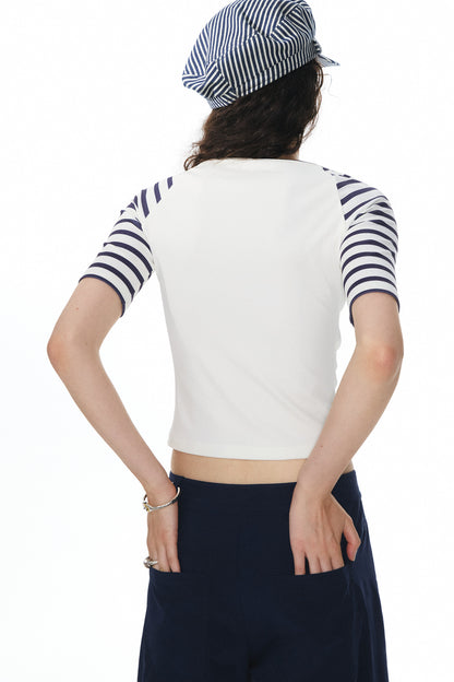 Printed Knit Raglan Top
