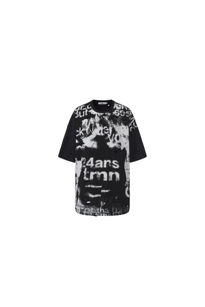 Laser Burned Floral Short Sleeve Top