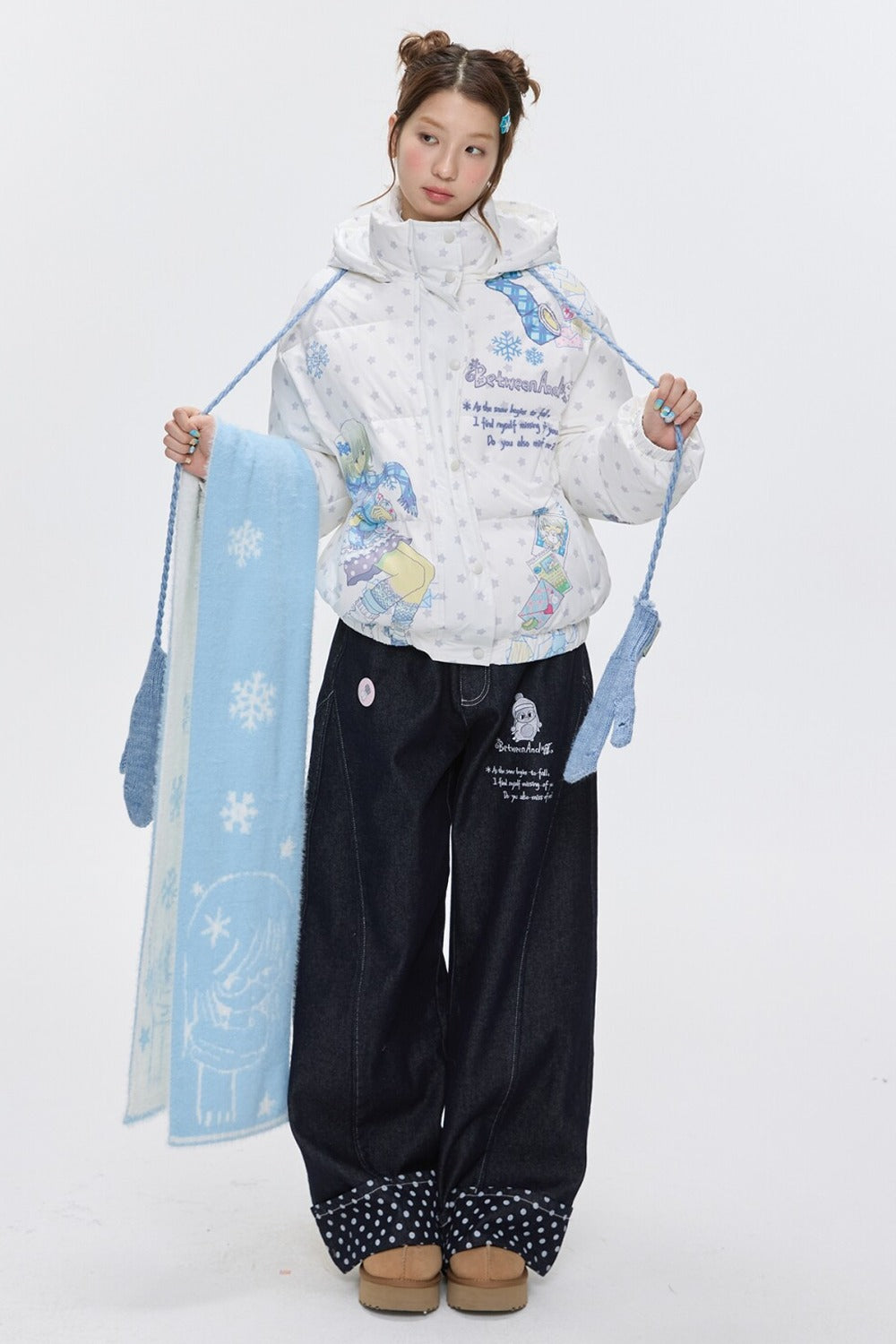 Double-Sided Knitted Illustration Scarf