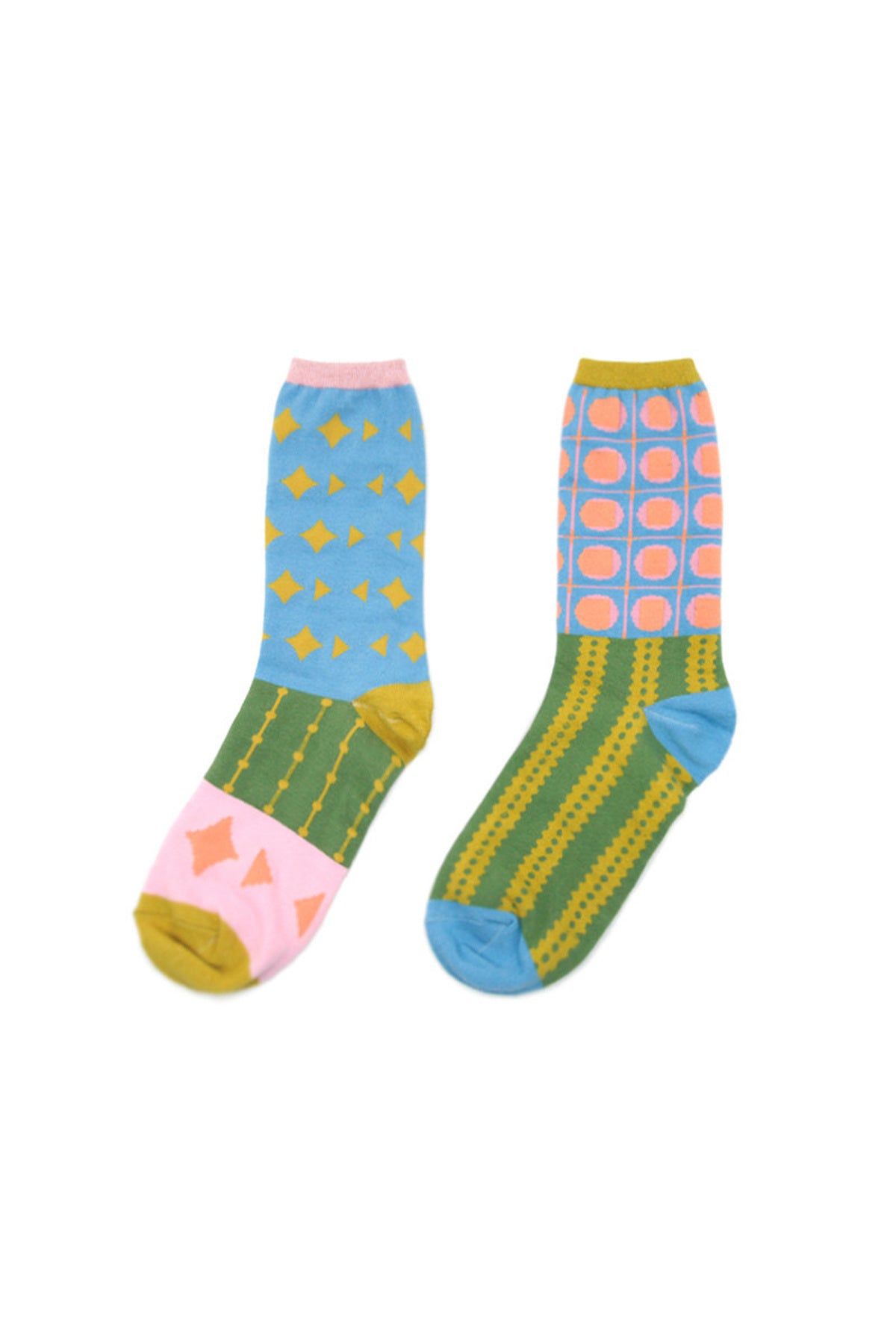 Asymmetric Geometric Jacquard Cotton Socks