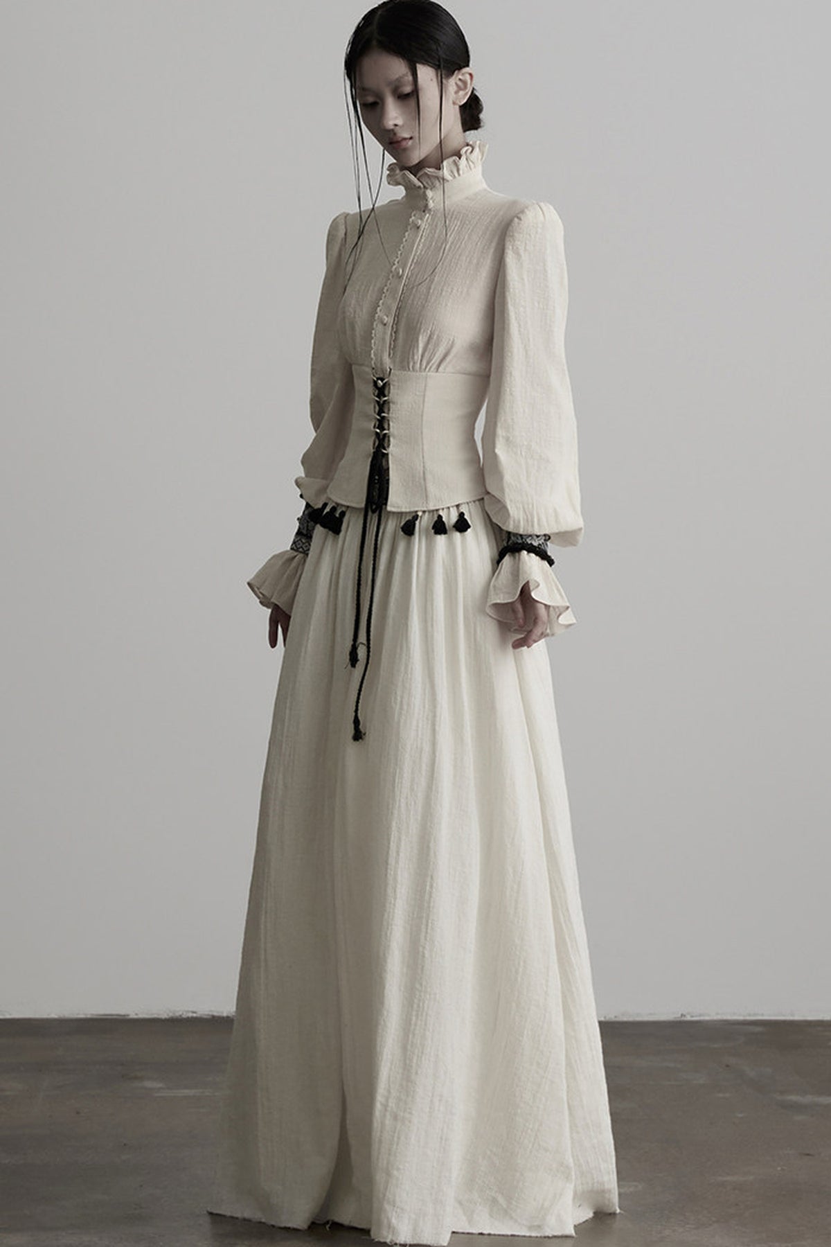 Heavy-Duty Ruffle Sleeve Tie Waist Shirt