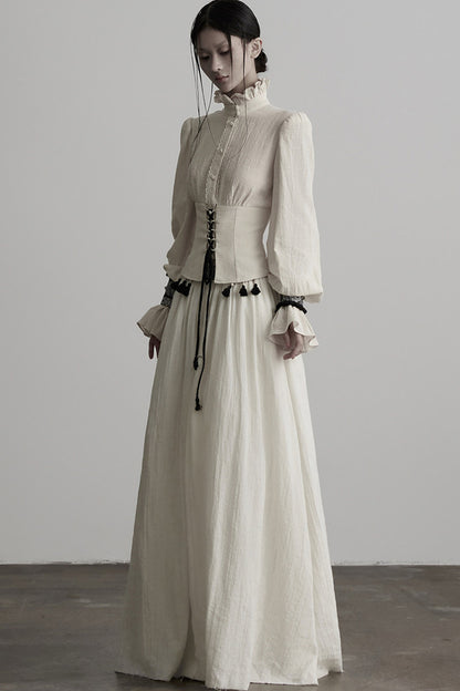 Heavy-Duty Ruffle Sleeve Tie Waist Shirt