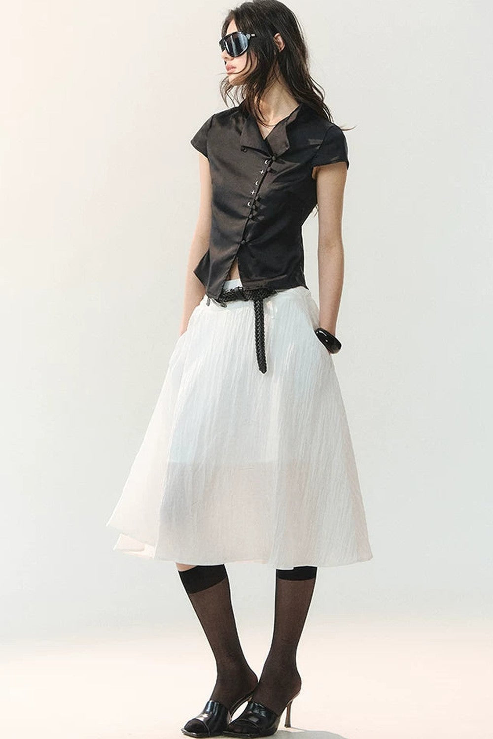 Plain Satin Embroidered Shirt