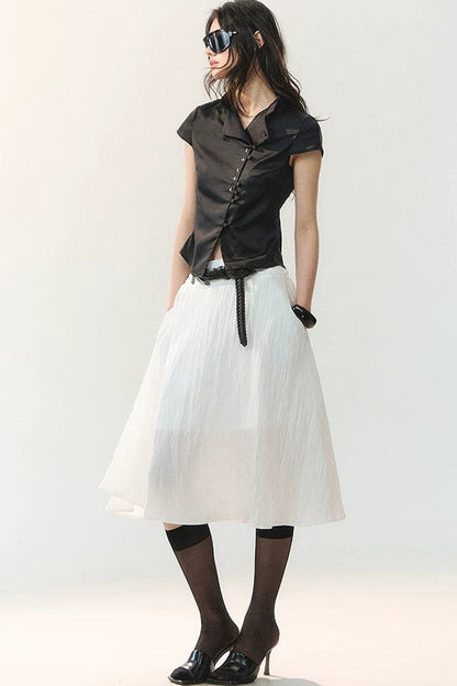 Plain Satin Embroidered Shirt