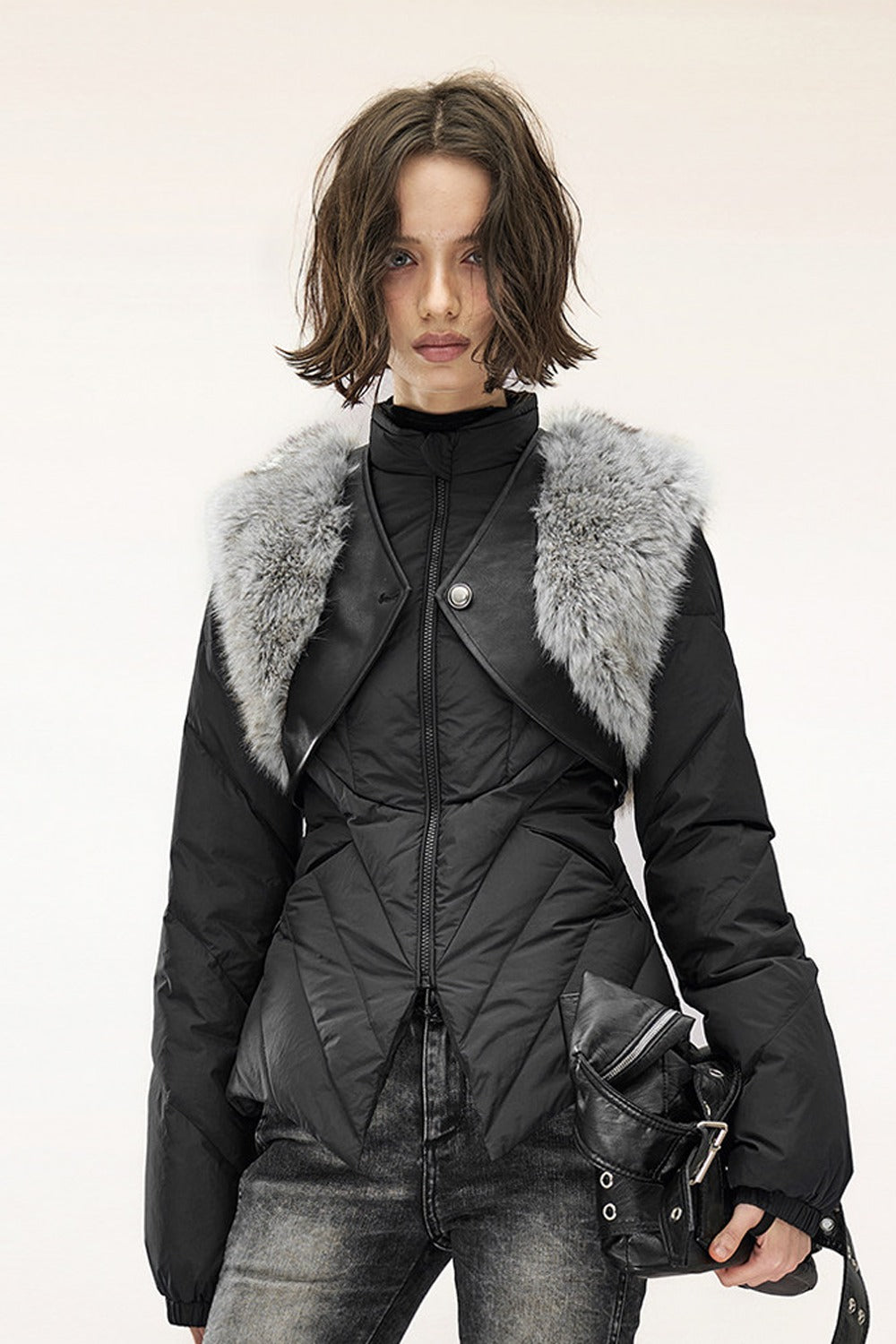 Layered Patchwork Fur Trim Vest