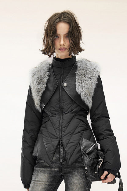Layered Patchwork Fur Trim Vest