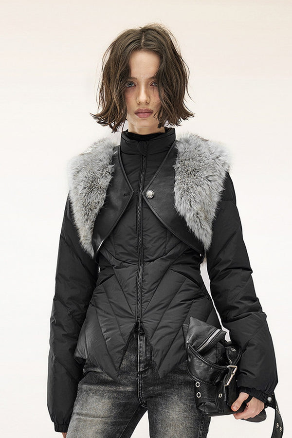 Layered Patchwork Fur Trim Vest