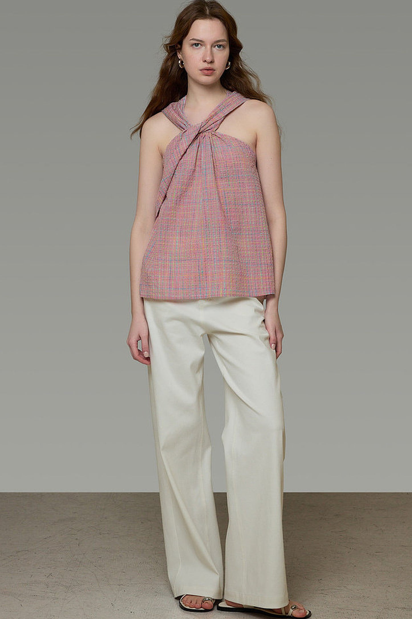 Plaid French Knot Top
