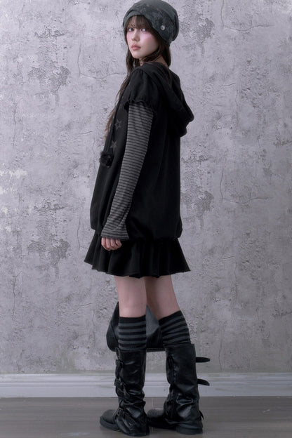 Loose Floral Hooded Sweatshirt Dress
