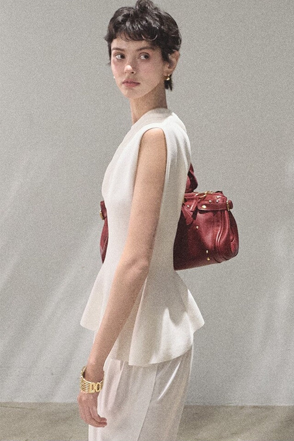White Asymmetrical Lyocell Top