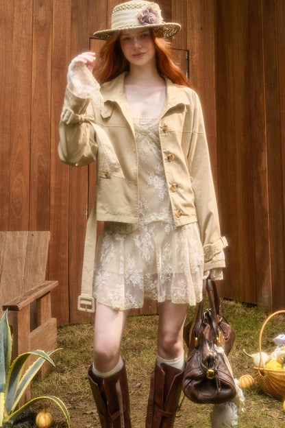 3D Vine Relief Cotton Lace Dress