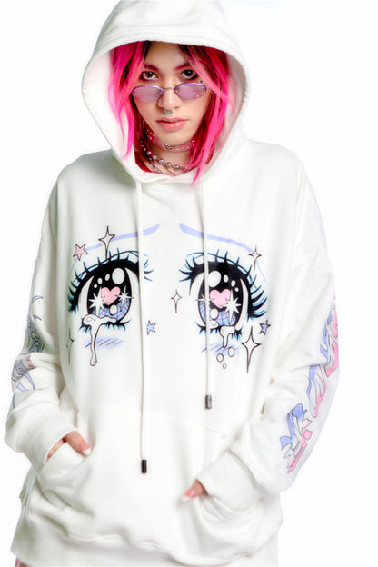 Anime Eye Print Loose Jacket
