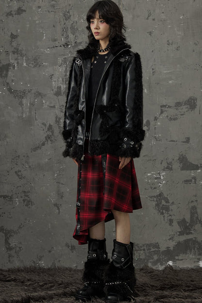 Punk-Star-Patchworkjacke mit Fell