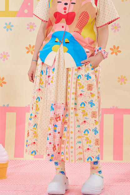 Color-Block Handmade Patchwork Skirt