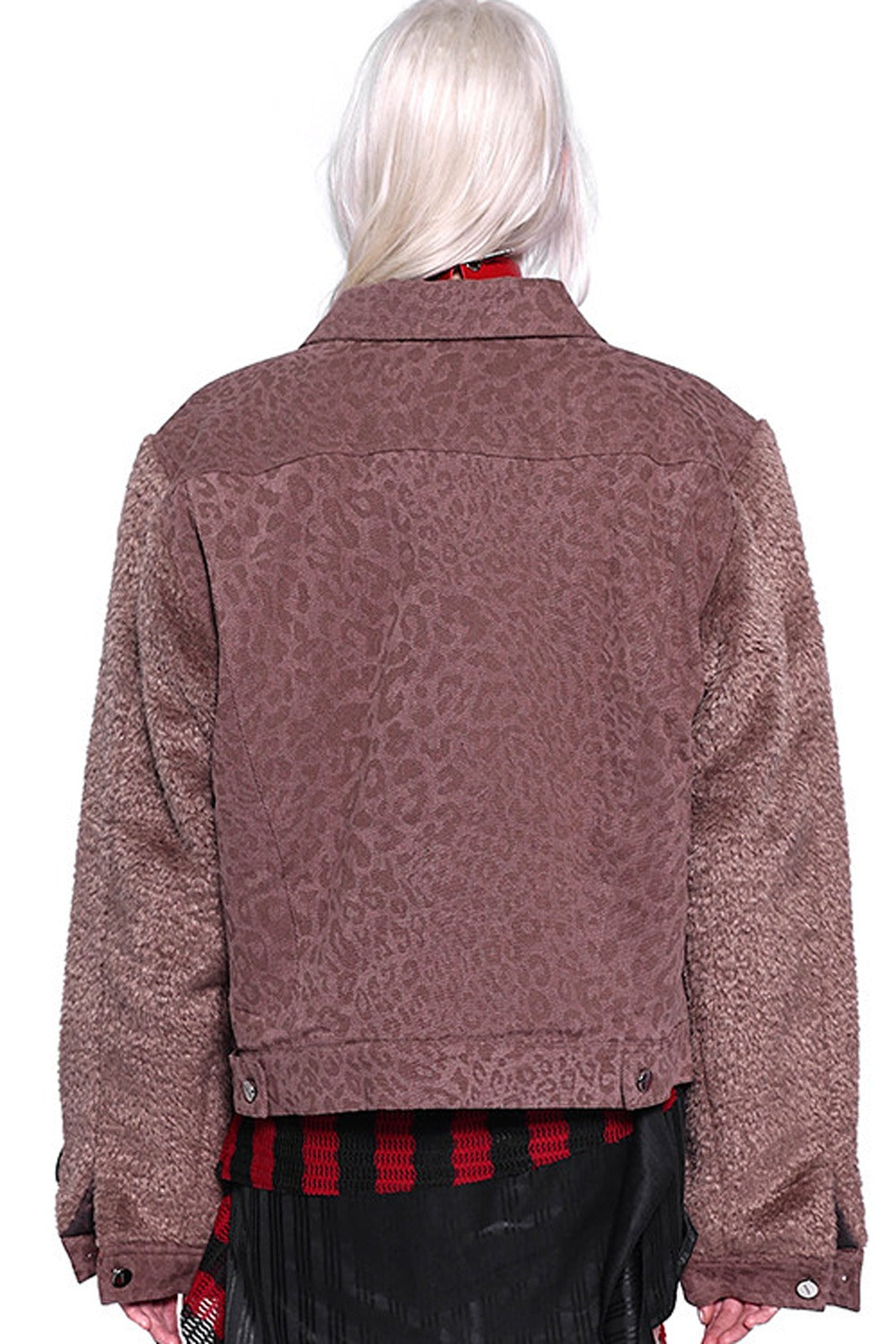 Leopard Print Fur Sleeve Jacket