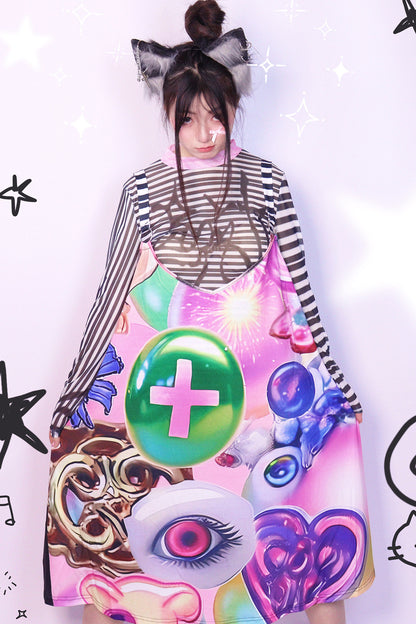 Subculture Printed Suspender Dress