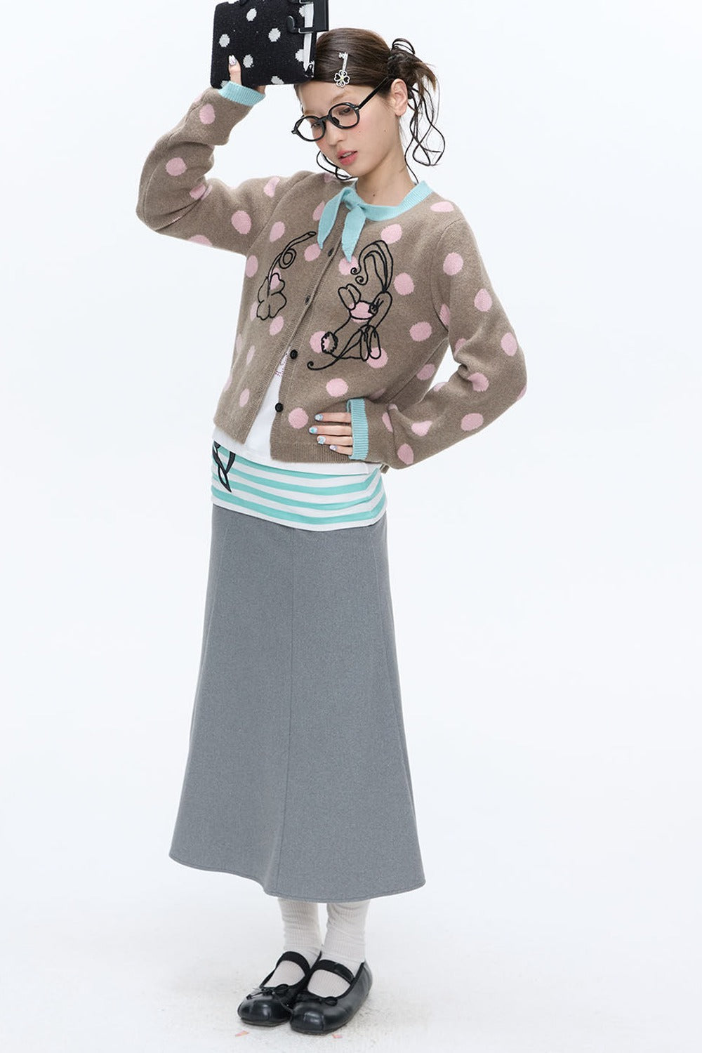Mint Green Polka Dot Cardigan